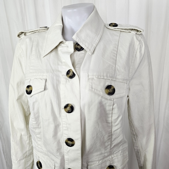 Cabi Kenya Safari Jacket Ivory Twill Size Medium - Picture 3 of 11